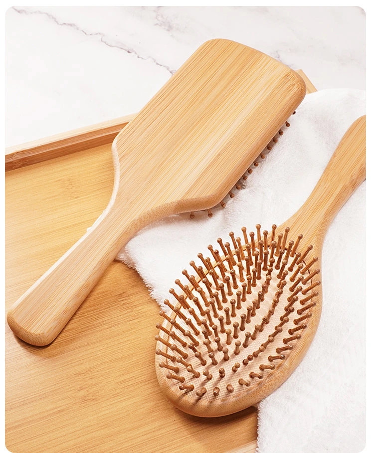 Detangling naturales de madera masiva de cepillos de pelo estilo de pelo al por mayor para todos