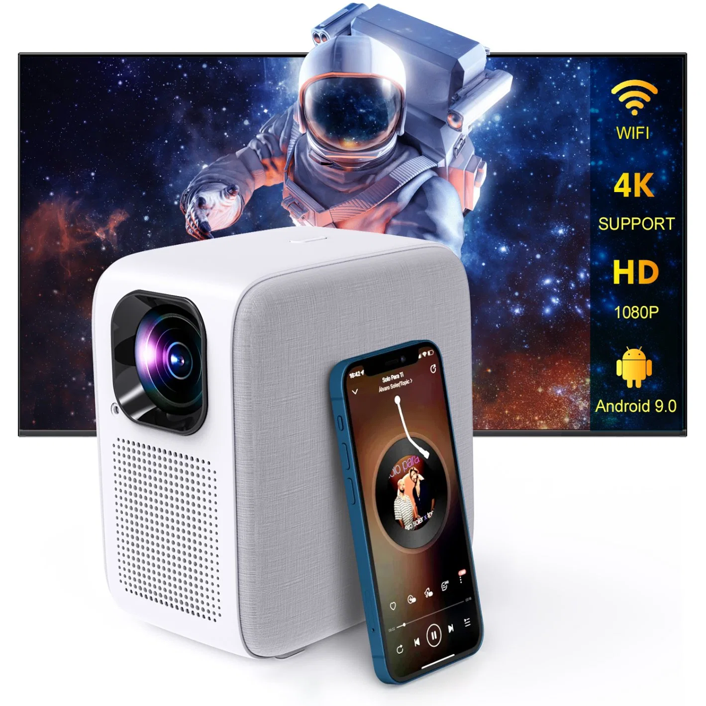 CRE CR32 Basic Projector Full HD Native 1080P LED Projector 2K 4K 5g WiFi Android Smart Phone 3D vidéo personnelle