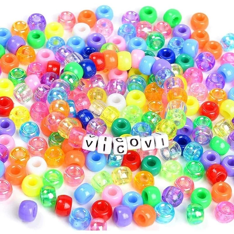 Crystal Glass Beads 3640 PCS Kit cheveux colorés Rainbow Pony Ensemble de perles pour la fabrication de bijoux de bricolage et le verre de bracelet d'amitié Cordon