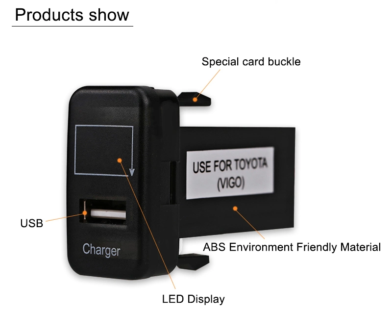 5V 2.1A Car USB Charger Socket with Digital Voltmeter Adapter for Toyota Vigo