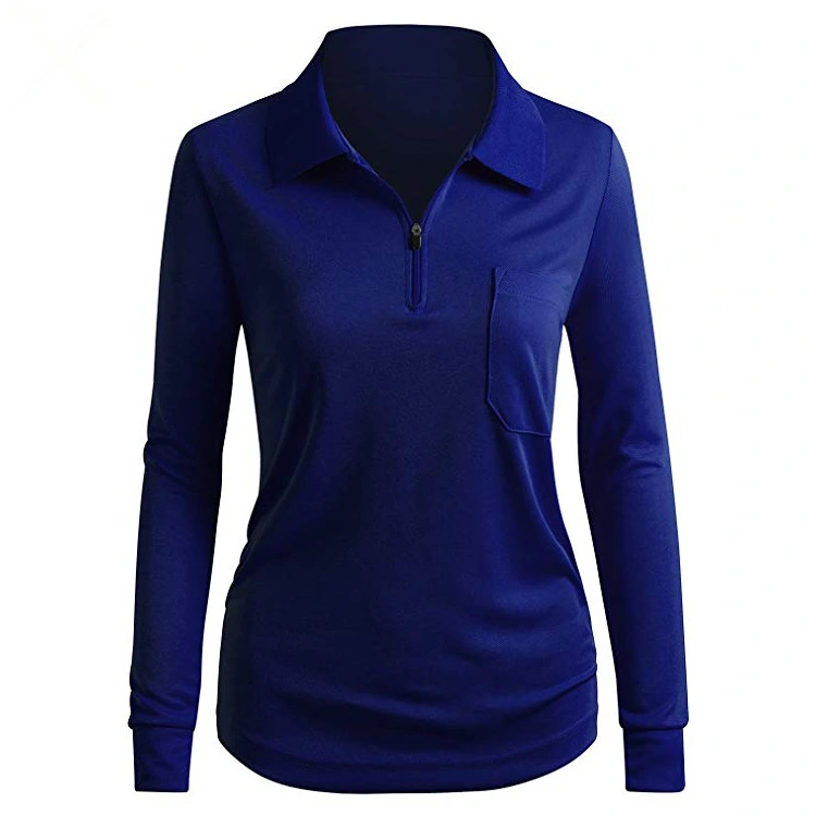 2022 New High quality/High cost performance  Custom Breathable Golf Clothes Blank Long Sleeve Zipper Collar Golf Polo Shirt with Pocket