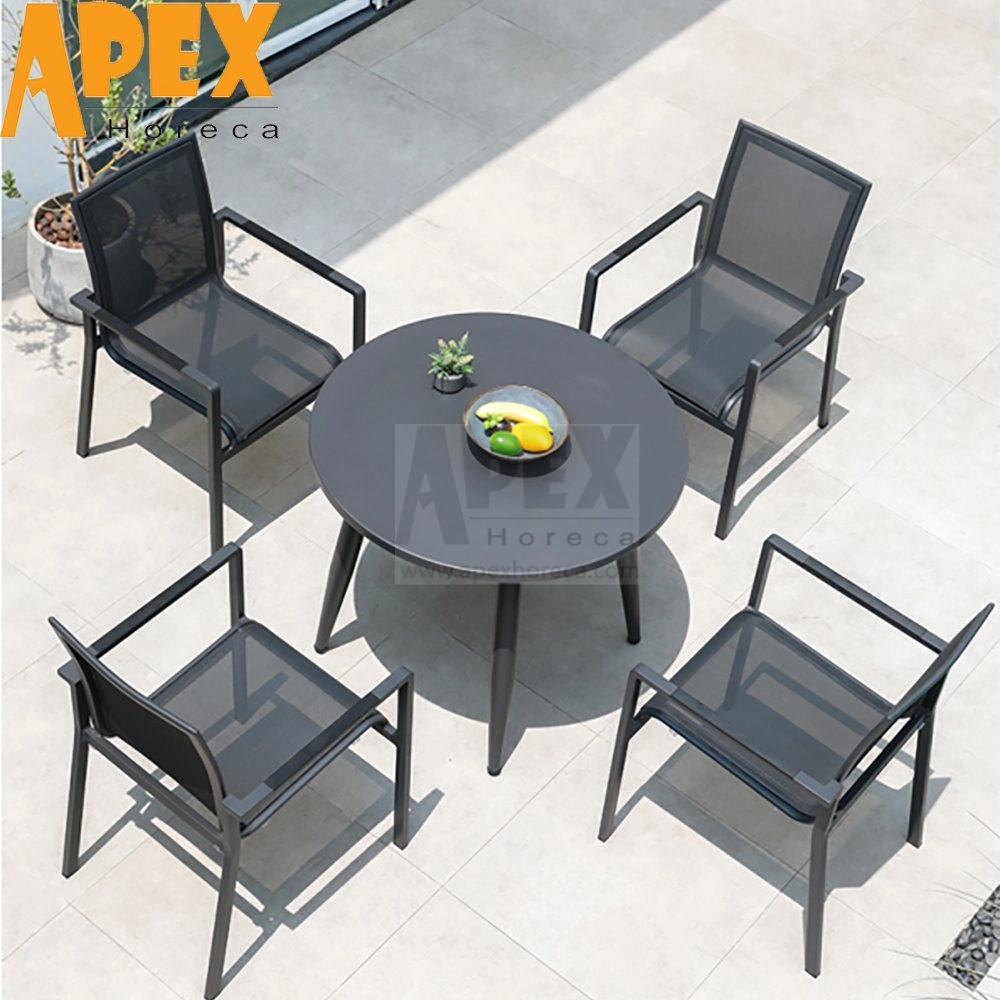 Aluminum Frame Waterproof Outdoor Leisure All Weather Restaurant Table Chair Combination Furniture Set