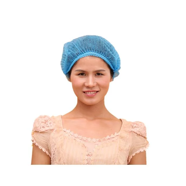 Disposable Nonwoven Hairnet Clip Mob Cap Bouffant Cap Hair Net with Elastic