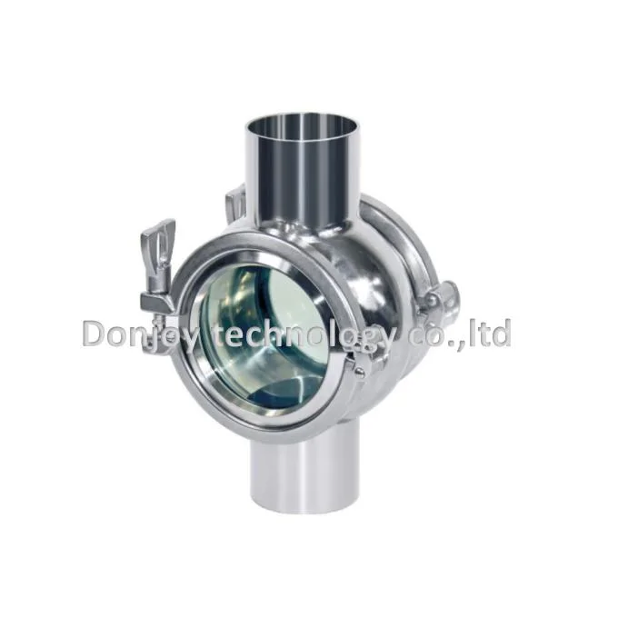 Sanitary Stainless Steel Cross Type Water Tank Four-Way Sight Glass