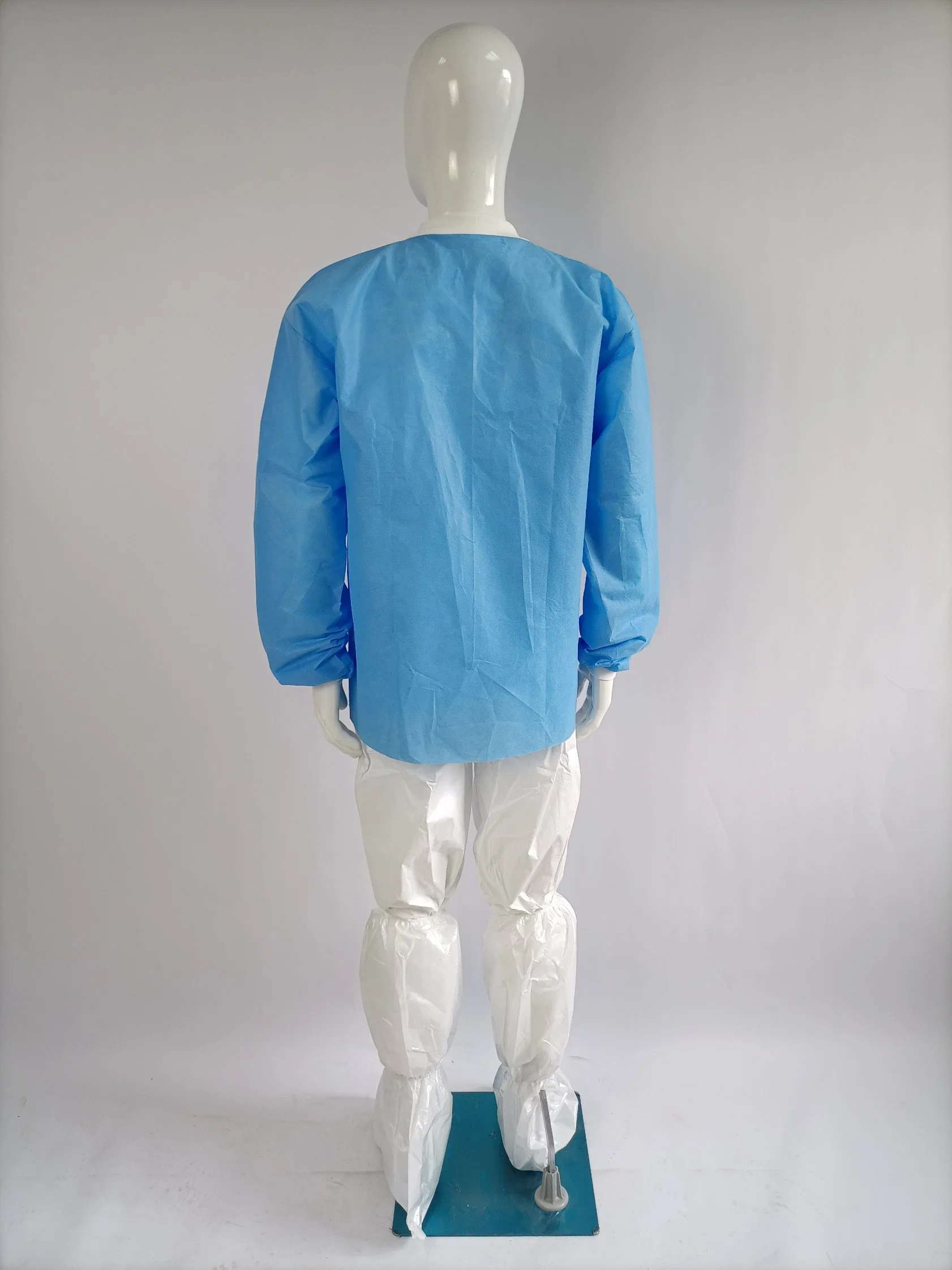 Blue Lab Coat Nonwoven Lab Coat PP Lab Coat Knitted Cuff