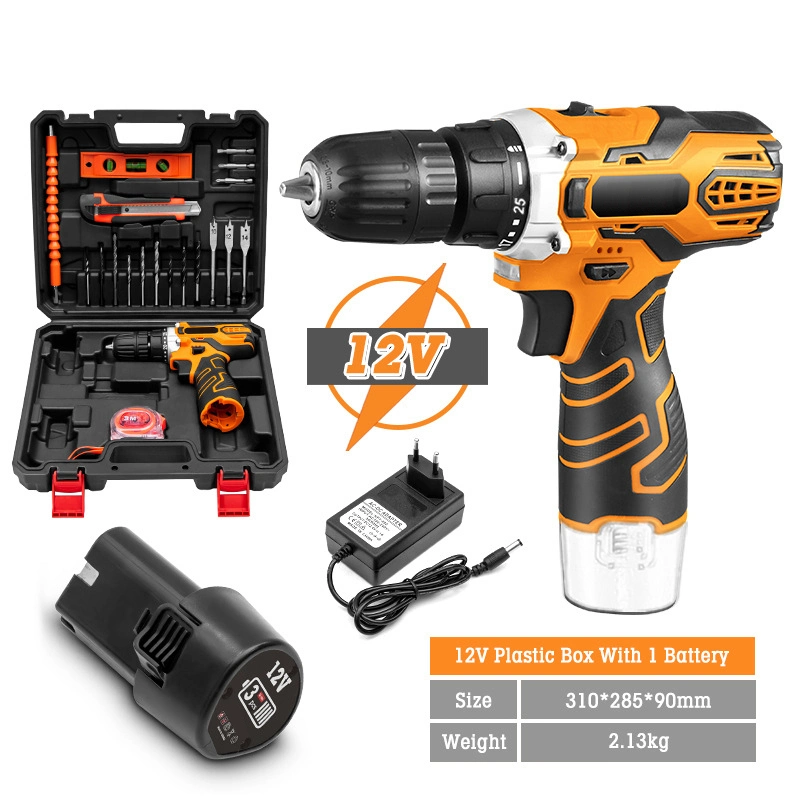 Cordless Drill Set, Power Drill 59PCS with 3/8 Inch Keyless Chuck, 25 3 Clutch Electric Drill