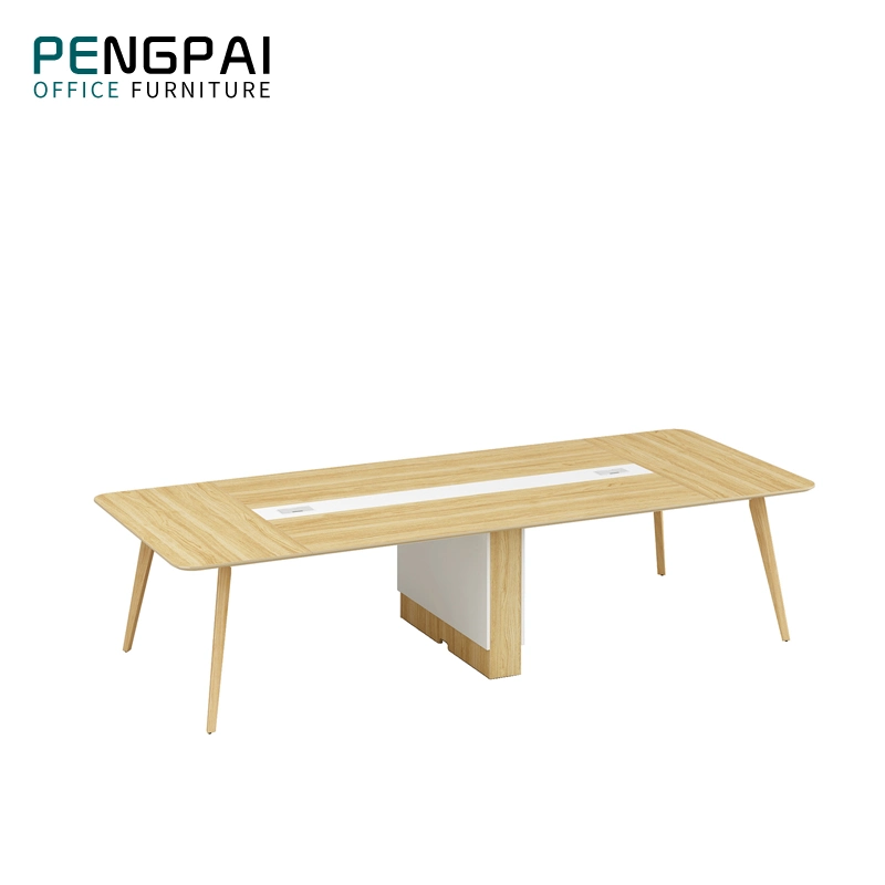 Luxo personalizado 10 Pessoa Maple branco inteligente grande mesa de conferência