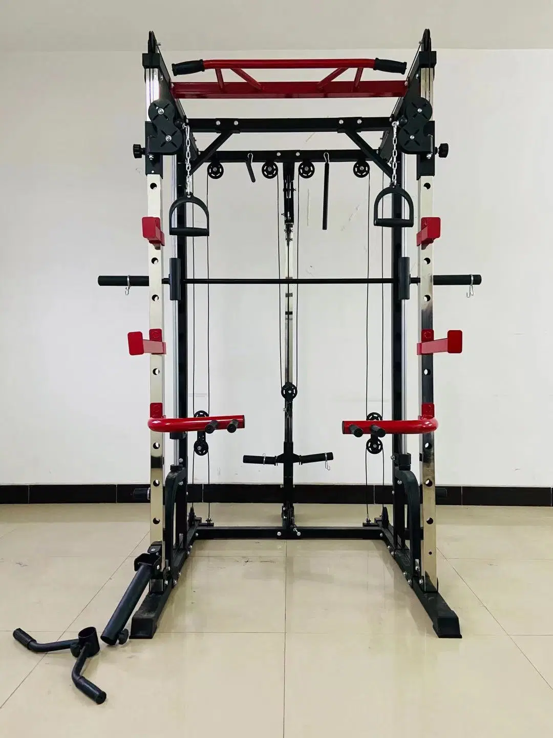 Rack Mutli Function Station Strength Training Weightlifting Bearings Barbell All in One Gym Cable Smith Equipment Fitness Machine Exercising Body