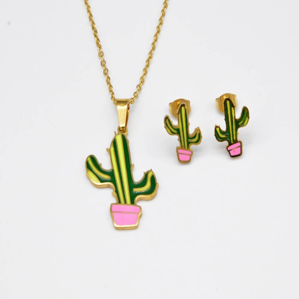 Las Damas de alta calidad juegos de Joyería de pendientes de collar con cactus Design