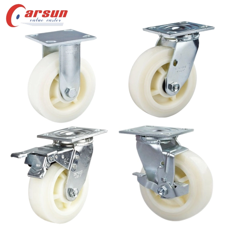 Cart Casters 3/4/5/6/8 Inch White Nylon Caster Wheels