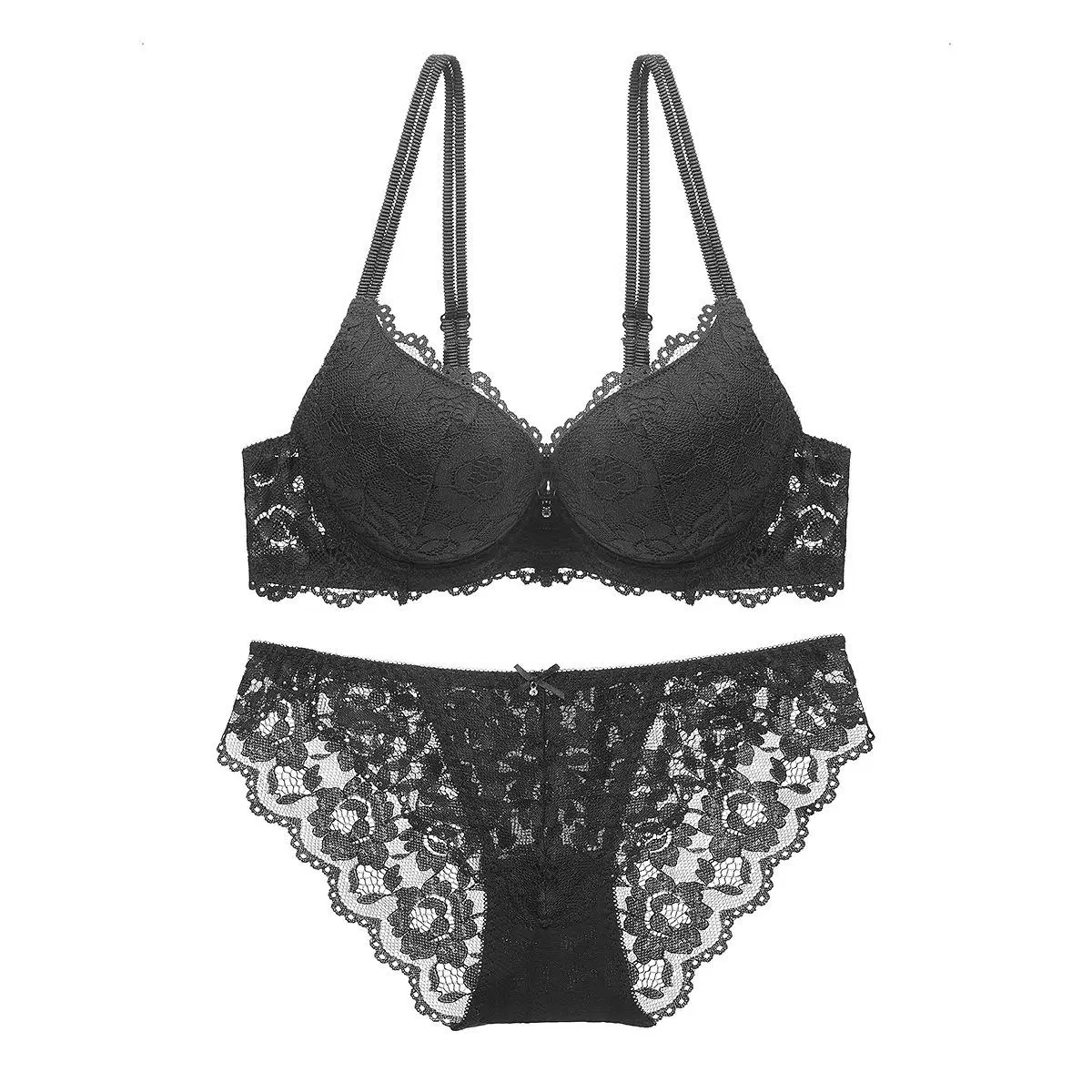 Wholesale/Supplier Women Solid Color Sexy Lace Underwear Sets Ladies Push up Bra