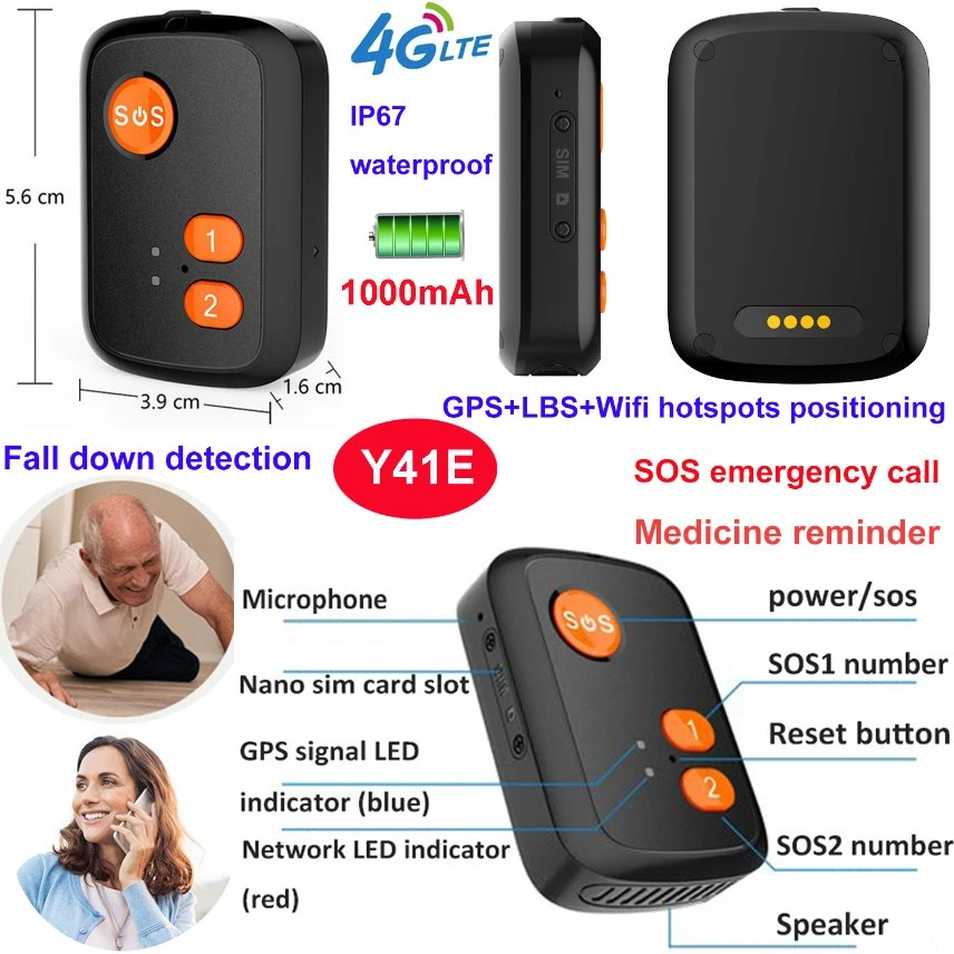 China manufacturer LTE New developed Waterproof Smart Kids elderly safety GPS Tracking device with fall down medicine alarm alert Y41E