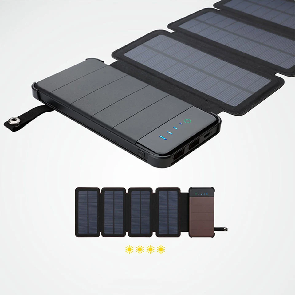 Banc de charge solaire pliable de haute qualité pour l'alimentation mobile extérieure Fournir une batterie Power Bank de 10000 mAh