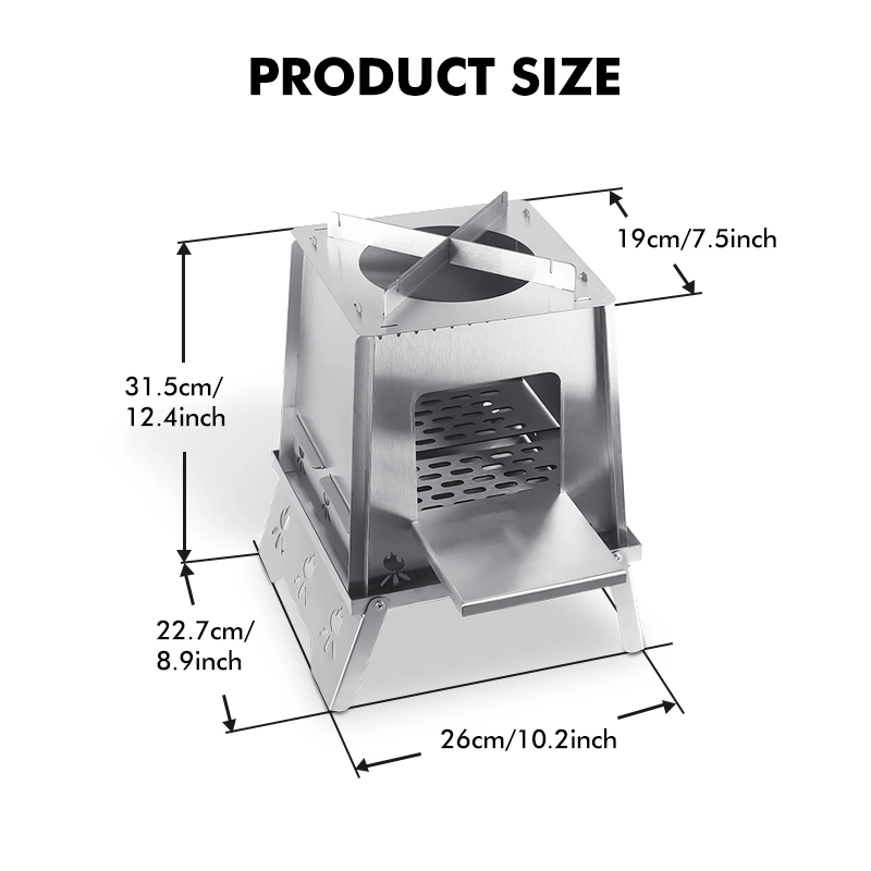 Réchaud de camping pliant Poêle de cuisson Réchaud de camping Poêle à bois pour pique-nique BBQ