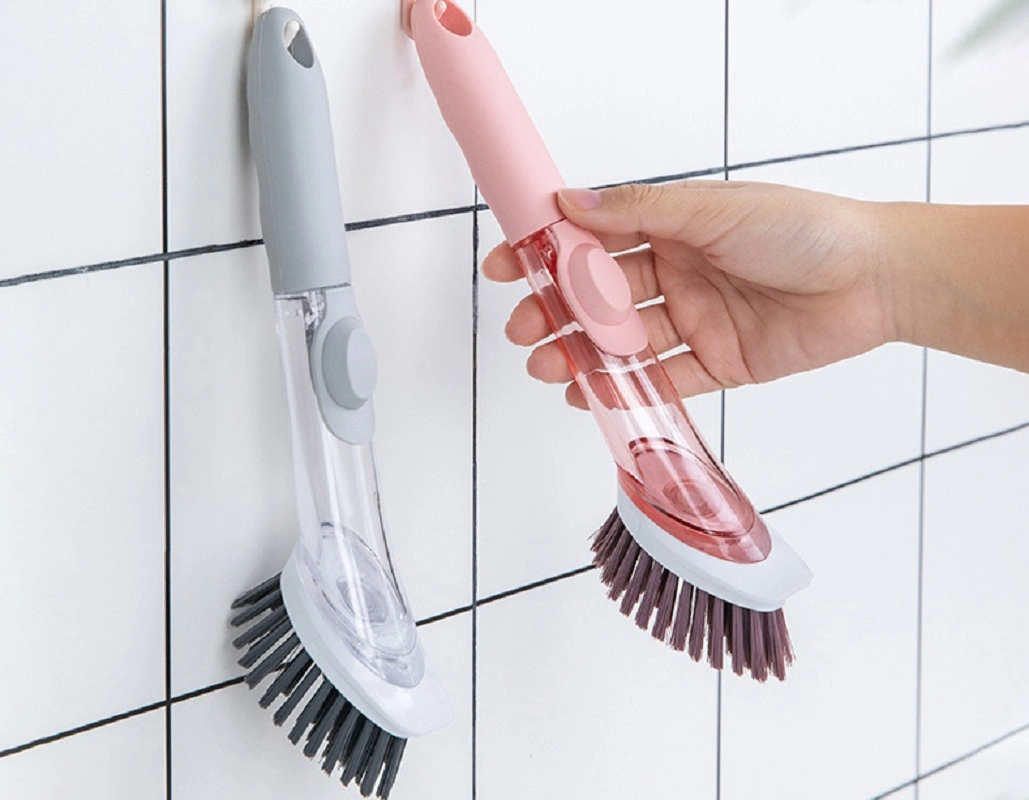 Brosse pour lave-vaisselle avec distributeur de savon intégré sur la poignée tête de brille Brosse de lavage Esg14511