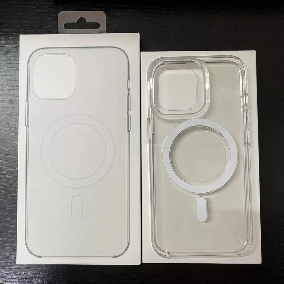 Caja de teléfono de carga inalámbrica transparente a prueba de golpes con embalaje de caja de venta al por menor Para iPhone 15