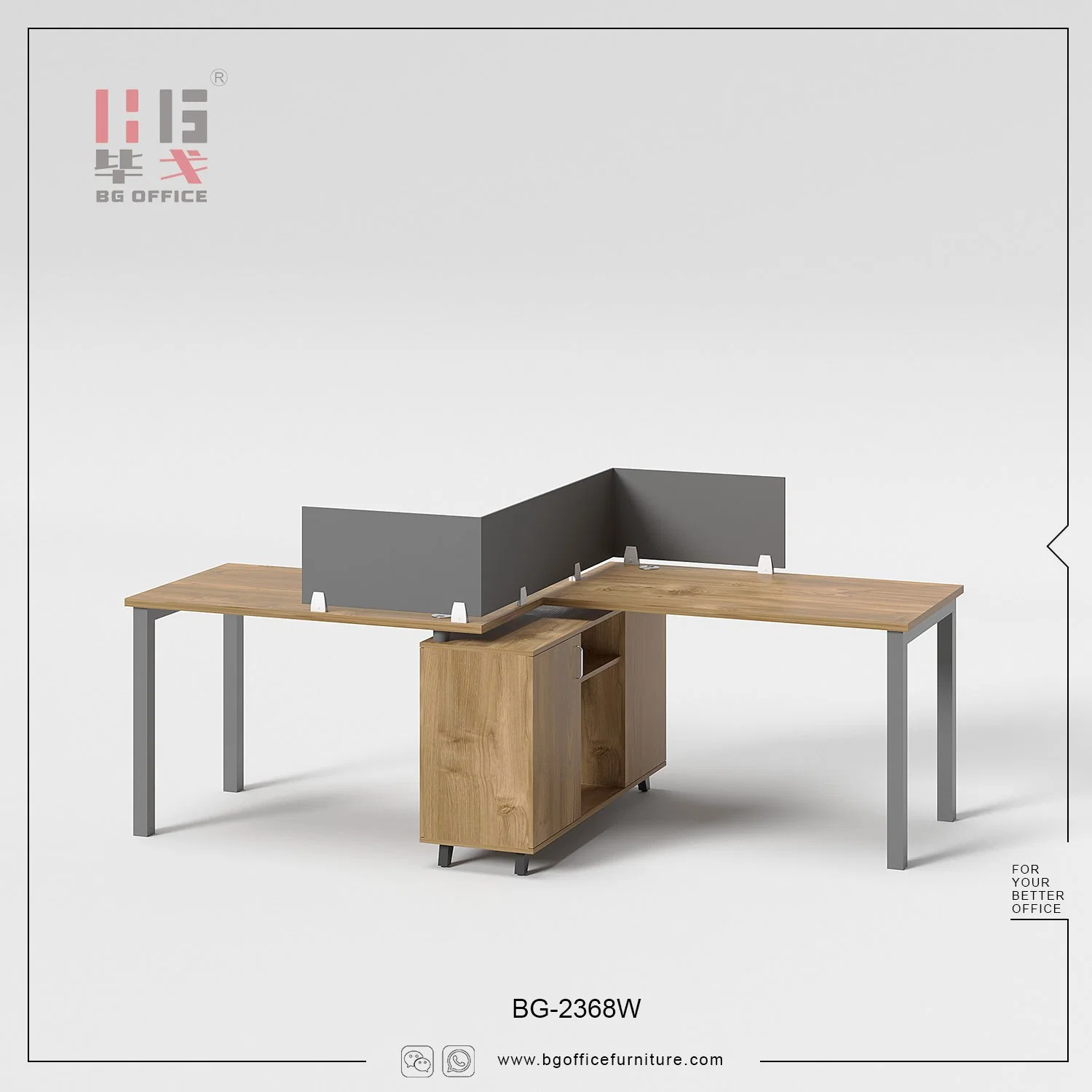 Modern Simple Steel Leg Office Partition Desk 2 Seat Workstation Wooden Table Furniture