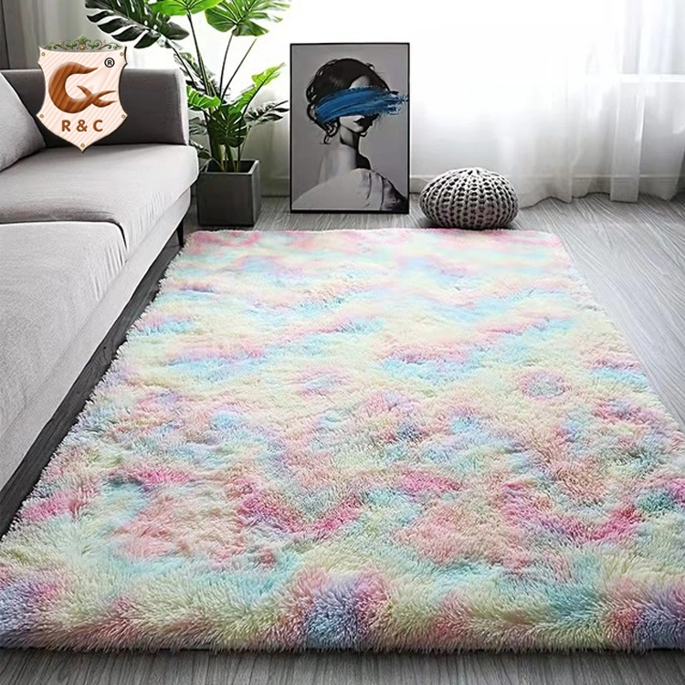 Tie-Dye Gradient Carpet Home Living Room Bedroom Silk Wool Carpet