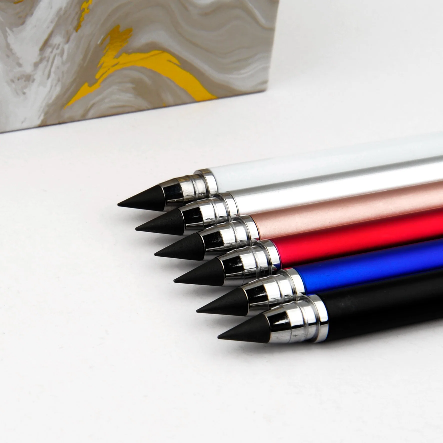 2 en 1 stylo à bille en plastique personnalisé promotionnel crayon sans encre