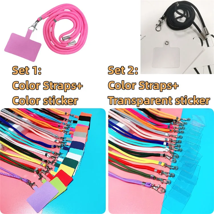 Universal Long Mobile Phone Strap Lanyard Holder with Patch Detachable Adjustable Rope Solid Lanyard Custom Color Crossbody Phone Necklace