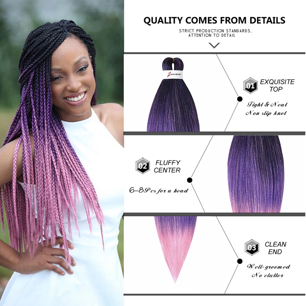 الجملة الصناعية Ombre Yaki الشعر Bundles الناعمة سهلة الشعر Spectra Spectra Ez Braid Pre تمديد بجدائل الشعر