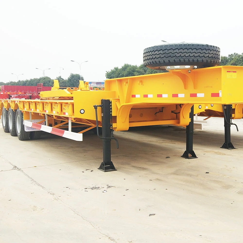 3 ejes 12m 60 pies Transporte Baja cama camión coche Remolque de Lowboy semitrailers de cuello de cisne