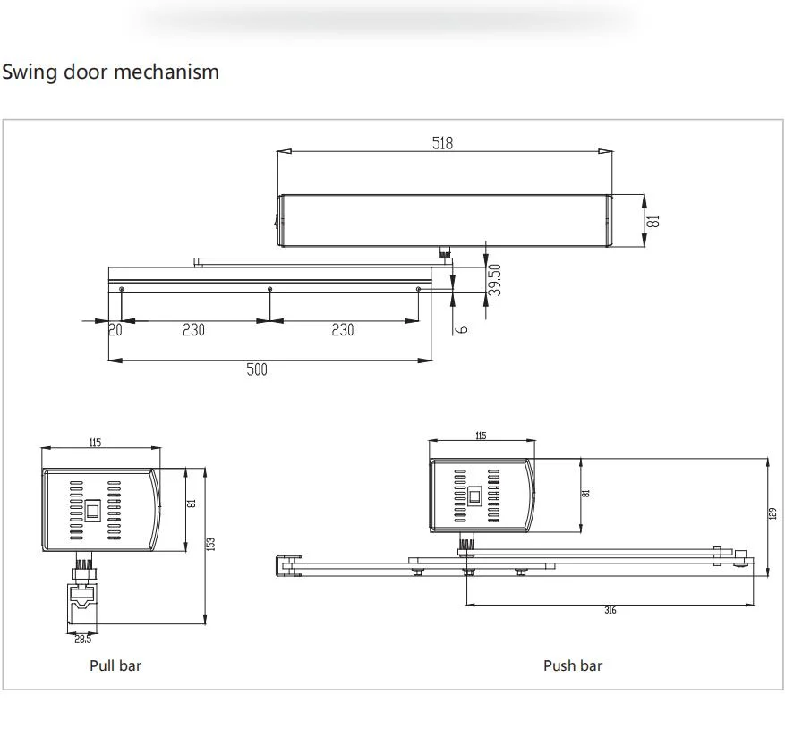 Pull/Push Heavy Duty Electric Pedestrian Swing Door Closers