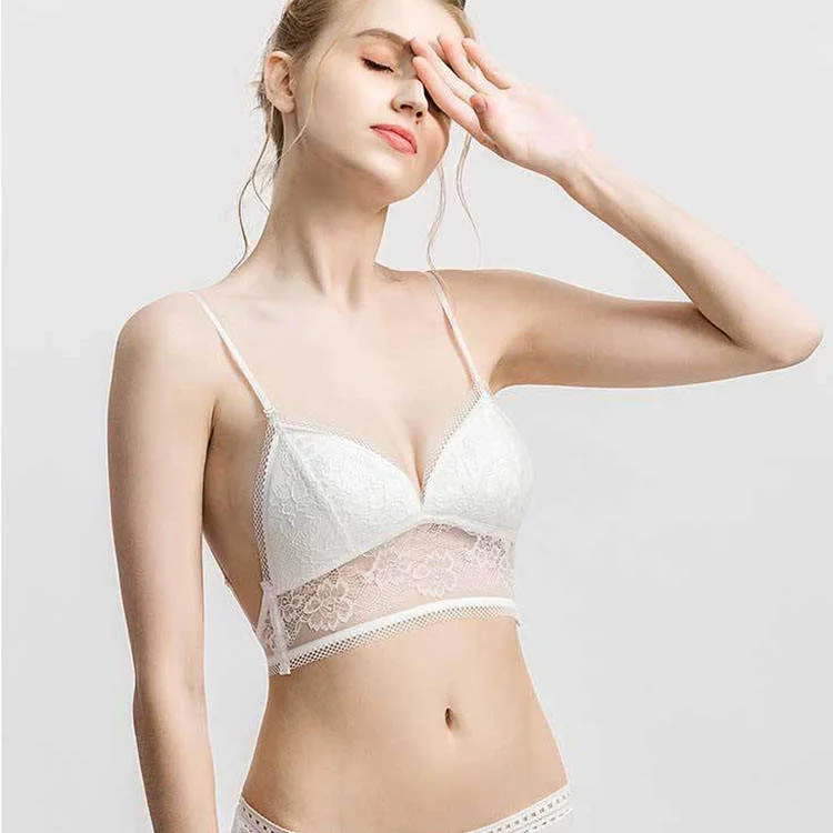 New Ladies Triangular Cup Sexy Underwear Push up Backless Transparent Lace Bra