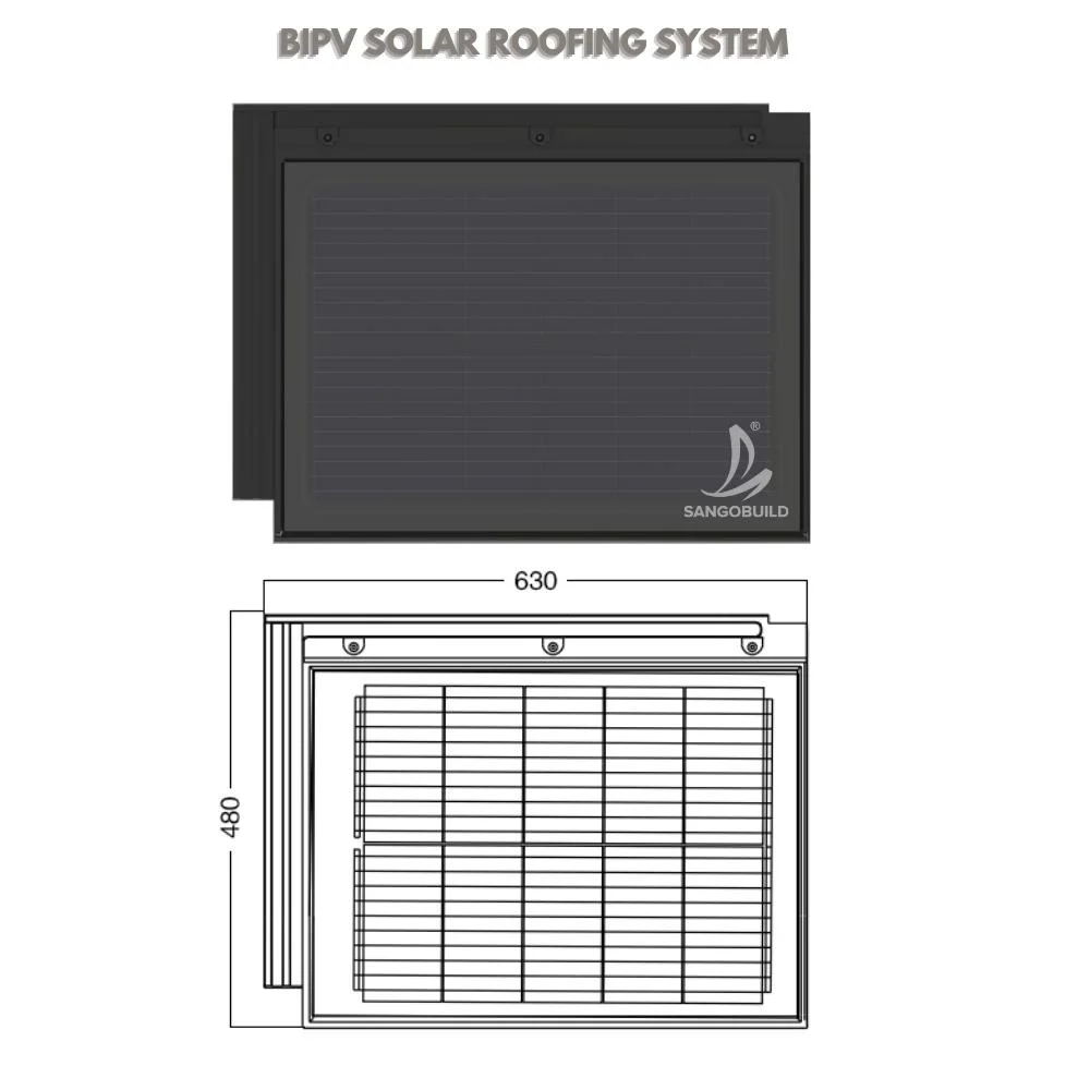 Honduras PV Flat Green Energy Building Material Solar Shingle Panel with Cell Photovoltaic Solar Roof Tile