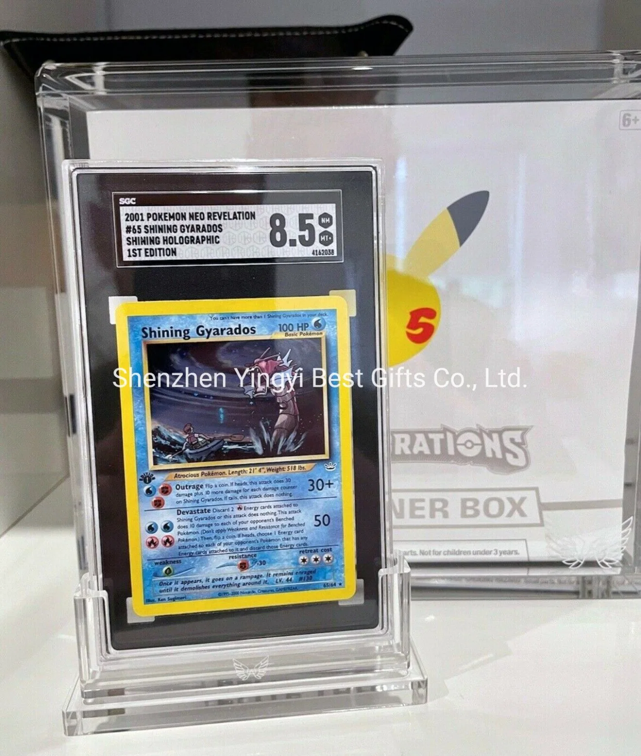 High quality/High cost performance Transparent Acrylic Single Psa Graded Card Display Case Lucite Display Stand