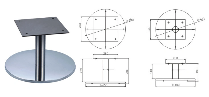 Accesorios para el hogar Sillas para el comedor Oficina base silla piezas Metal Mobiliario de mobiliario