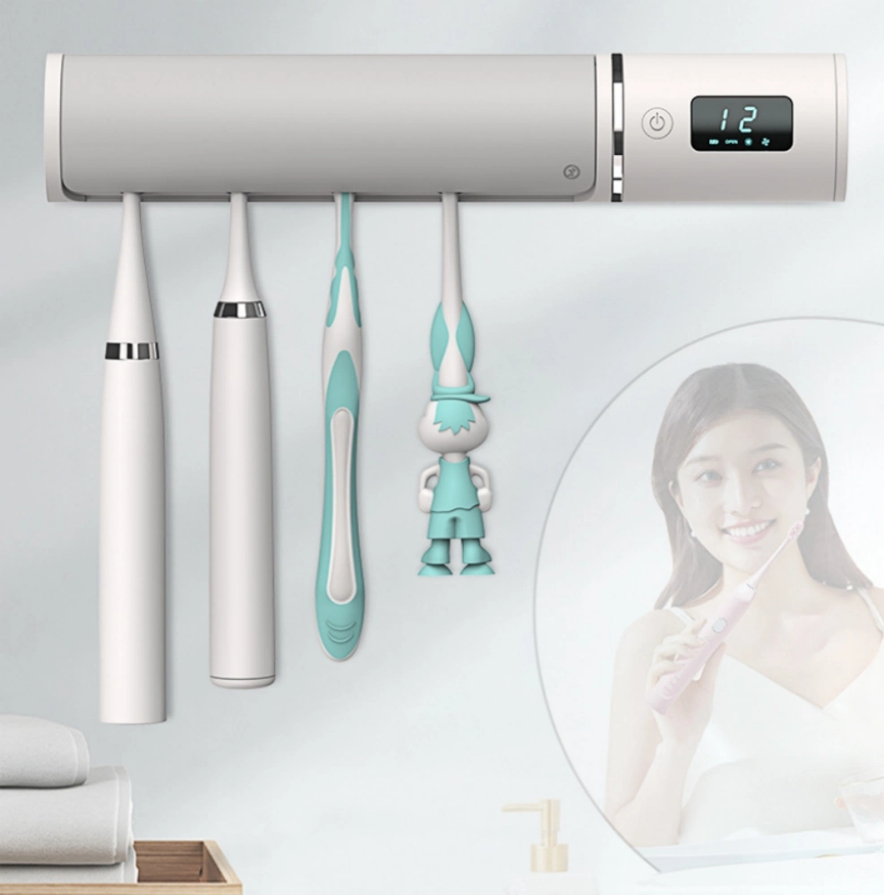 Stylish Wall Mounted Built-in UV Light Bathroom Accessories Toothbrush Sanitizer Holders