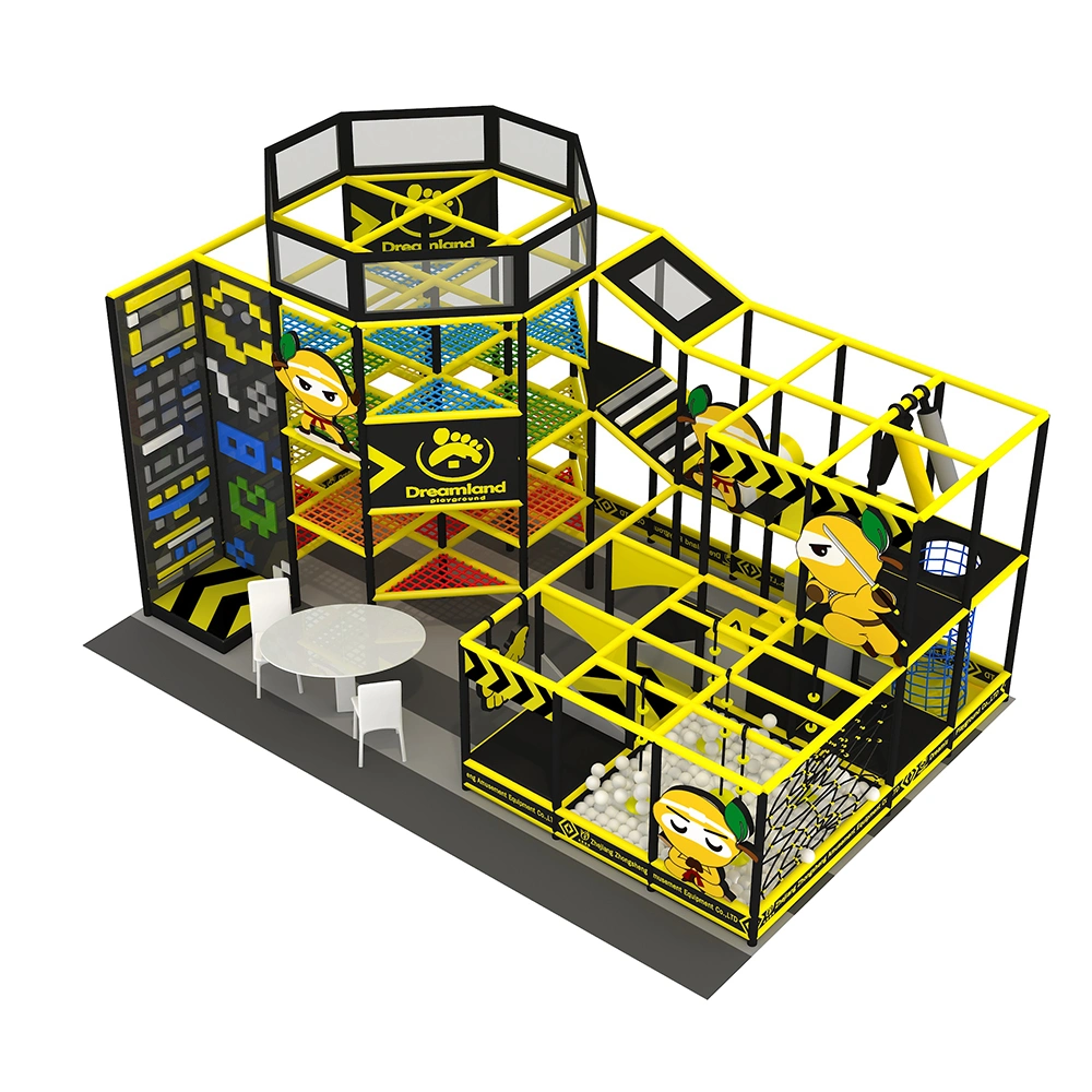 Customized New Design Children Sports Entertainment Indoor Ninja Course Equipment Soft Play Playground with Small Trampoline