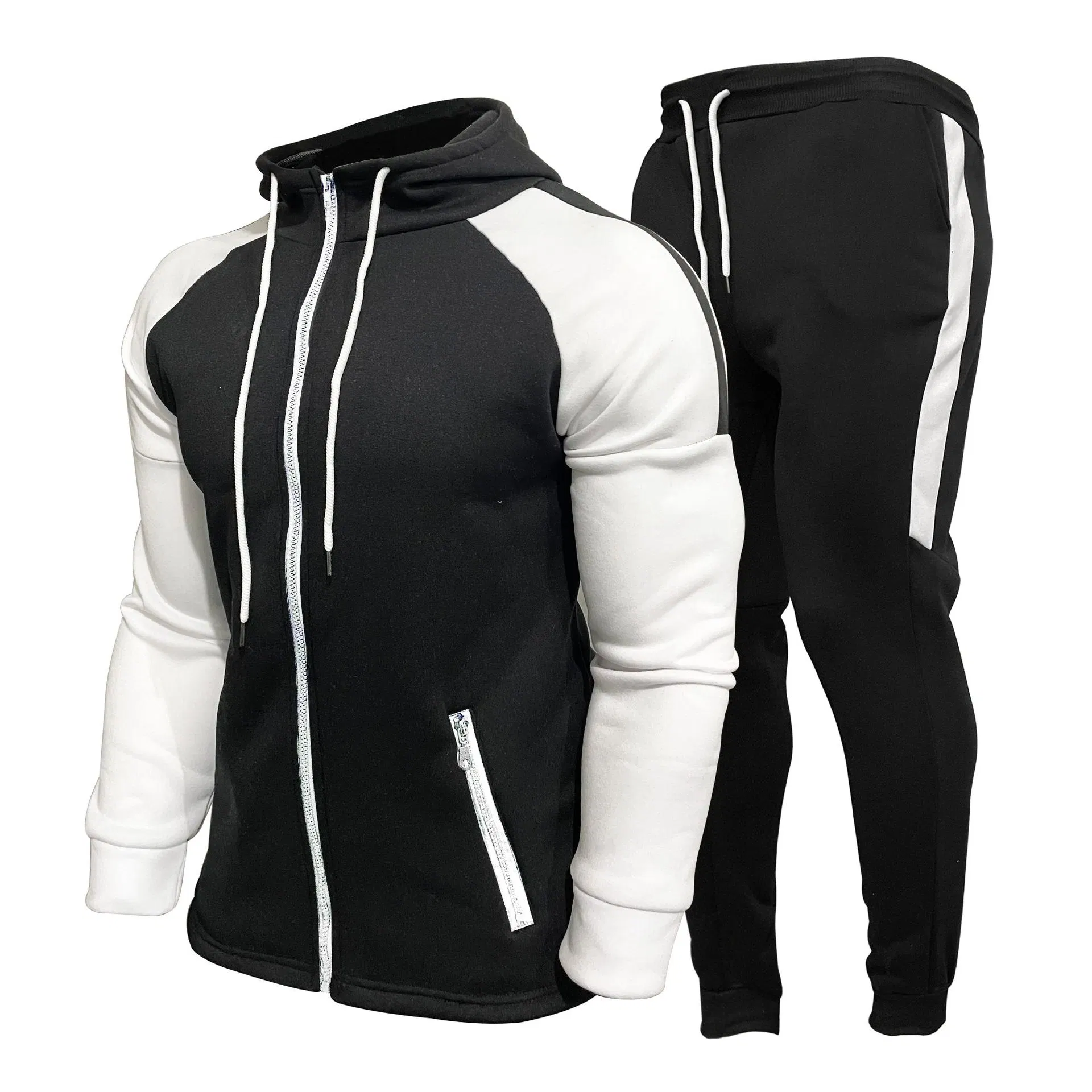 Conjunto de calças de fato de treino Zipper Jackets Sweater Custom logo para homem ′ S. Fato de jogging casual Sportswear