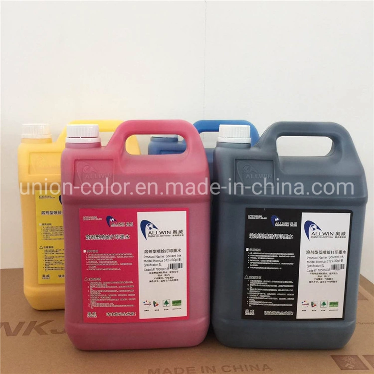 Factory Price Allwin Konica 512I 30pl Solvent Ink Chemical Paint Flex Wall Paper Vinyl Printing Ink Pigment Ink Made in China