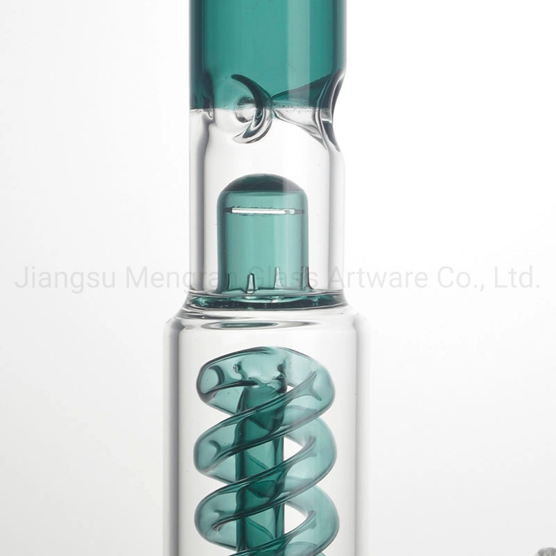 High Temperature Borosilicate Tobacco Pipe Dark Green Spring Shape Filter Glass Hookah