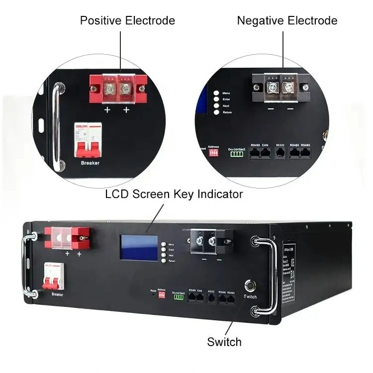 Batería de litio recargable 51,2V 48V 100ah 150ah 200ah 300AH Batería de rack de ion-litio LiFePO4 para UPS Home Solar Sistema de almacenamiento de energía Powerwall