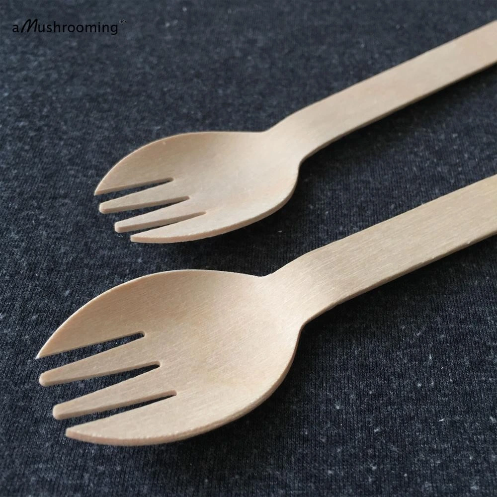 Eco-Friendly Promotional 140mm Disposable Bread Toast Small Wood Knife Spork