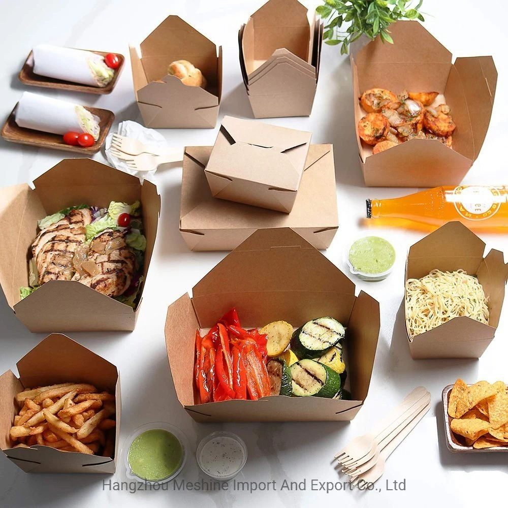 Disposable Take Away Kraft Lunch Box for Fast Food Packaging Paper Wrapping Container Paper Boxes