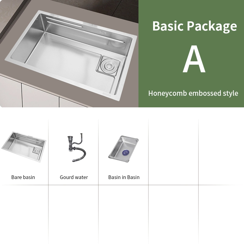 SUS304 Stainless Steel Sink with Honeycomb Embossed, Under The Table, Kitchen Large Single Sink