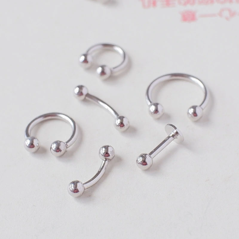 925 libras esterlinas de fondo plano de joyas de plata Anillo de labio de uñas labios uñas cejas nariz huesos del oído de bola de uñas Nail Arete body piercing Joyería