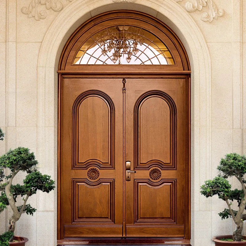 Classical Style Home Furniture and Living Room Furniture Noble Double Open Carving Door Solid Wood Door