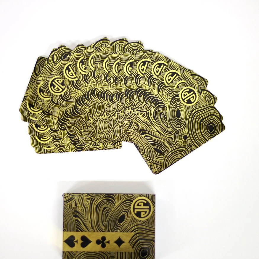 Professional Custom Casino Black Core Paper Gold Edge Playing Poker Cards