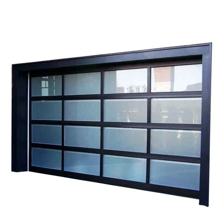 New Black Farmhouse Aluminum Electric Insulated 16X7 Glass Garage Door