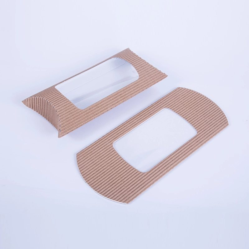 Kraft marrón papel corrugado circular de pan de caja de almohada de la ventana