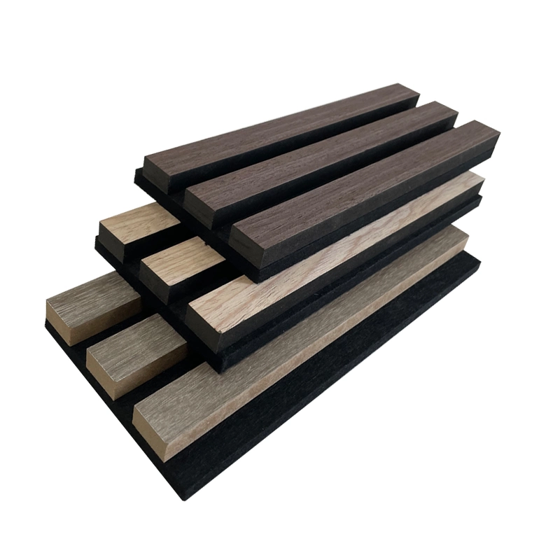 Sound Absorption Decorative Board Pet and Slatted Wood Veneer Acoustic Panel for Interor Wall and Ceiling