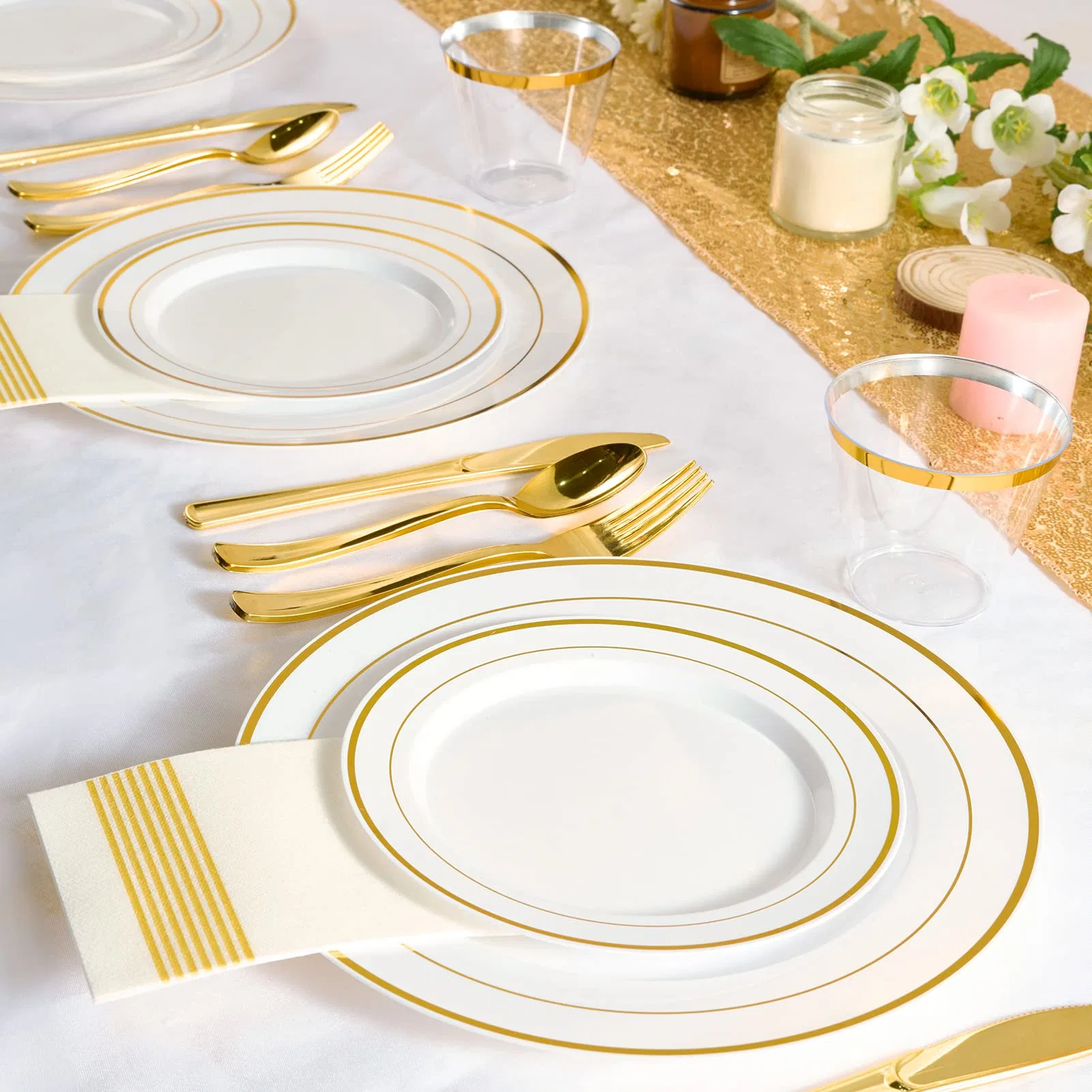 Wholesale/Supplier Gold Plates Disposable Gold Rim Plastic Party Plates