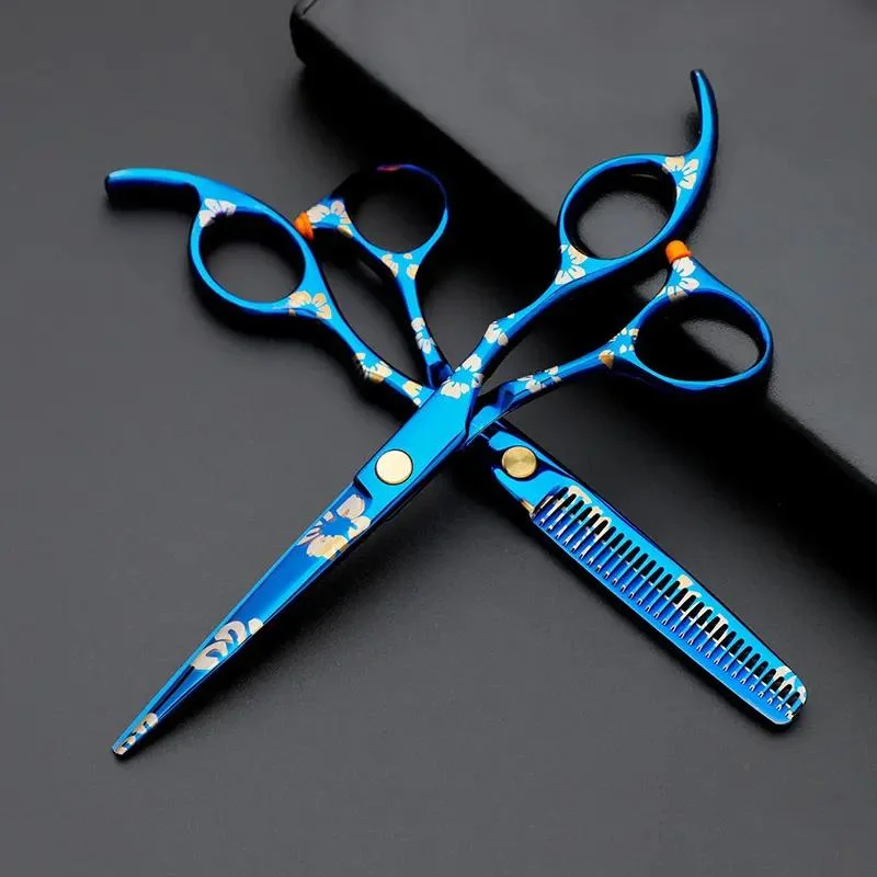 Hot Sale 9cr13 Material 6.0 Inch Silver Gasket Beauty Flat Scissor Fashion Design Barber Scissors Hair Cutting Tool