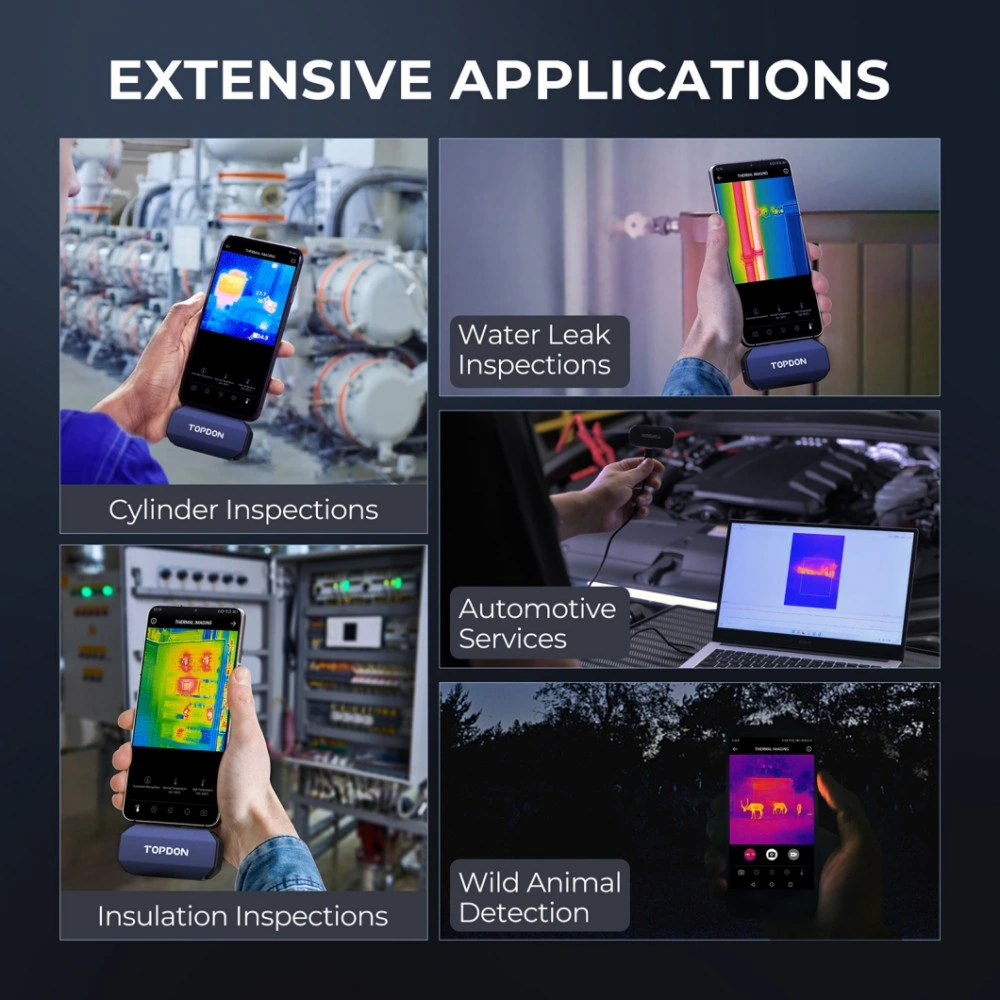 Topdon Tc001 Factory Supply Smartphone Use Mini Portable Thermography Measurement Thermal Camera Mobile Phone Android IR Infrared Thermal Imager Imaging Camera