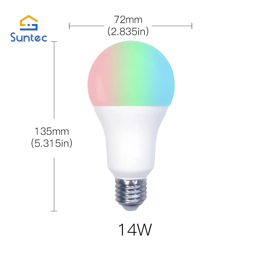 Lámpara LED de iluminación LED Lámpara de luz inteligente E27 una bombilla de 14W Página principal de Google Alexa Tmall Genie Teléfono móvil de voz tuya APP